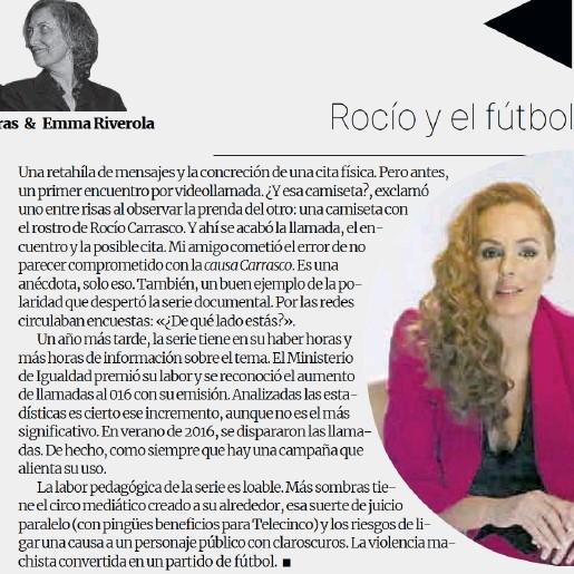 Artículo sobre la serie documental de Rocío Carrasco en El Periódico